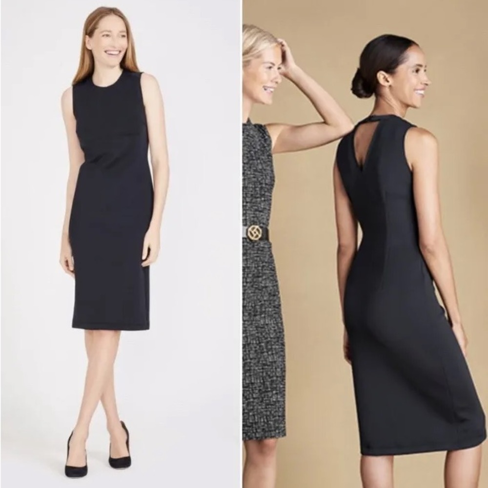 J McLaughlin Women’s Barry Sheath Dress Sleeveless Stretch Scuba Navy Blue M